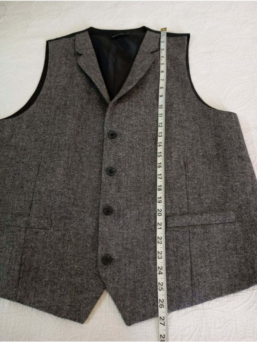 Ruth & Boaz Gray Tweed Formal Vest XL Wool Blend Adjustable Back Strap - Picture 8 of 9